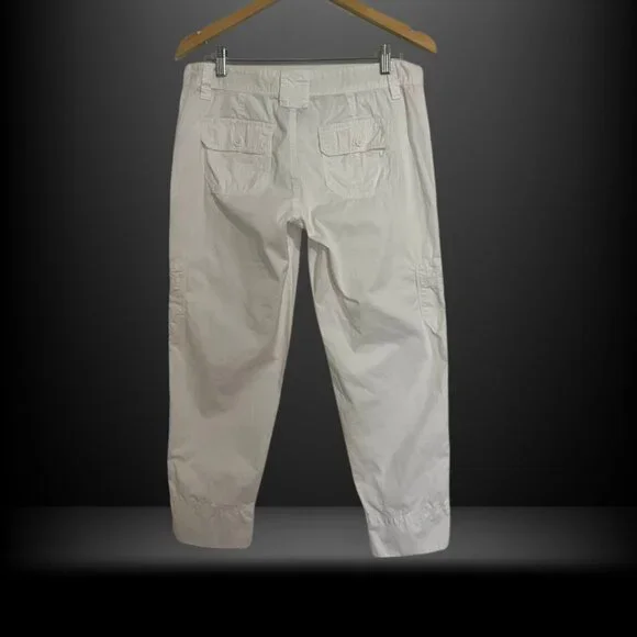 Calvin Klein White Cotton Cargo Pants Size 10 Utility Pocket Casual Minimalist - Picture 7 of 16